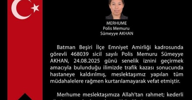 Kazada hayatını kaybeden polis memuru son yolculuğuna uğurlandı