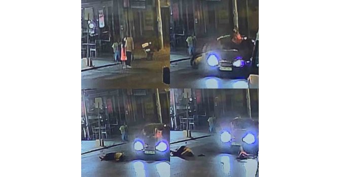 Anne ve kızına otomobilin çarptığı kaza kamerada