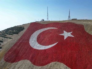 Dünyanın en büyük Türk bayrağı Ahır Dağı’na yapıldı, savaş uçakları selamladı