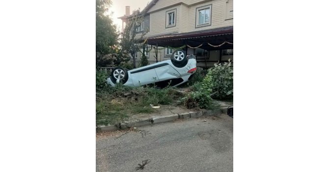 Otomobil takla atı, sürücü kazayı yara almadan atlattı
