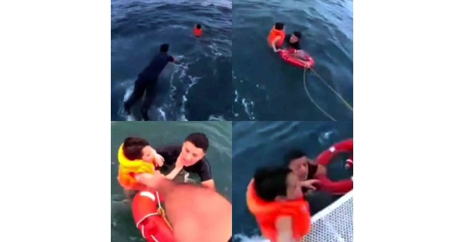 O  anlar kamerada: Denizde bin 200 metre sürüklenen çocuk kurtarıldı