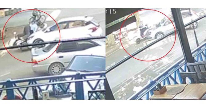 Kaza anları kamerada: Bir ay geçmeden ikinci defa aynı motosikletliye otomobil çarptı