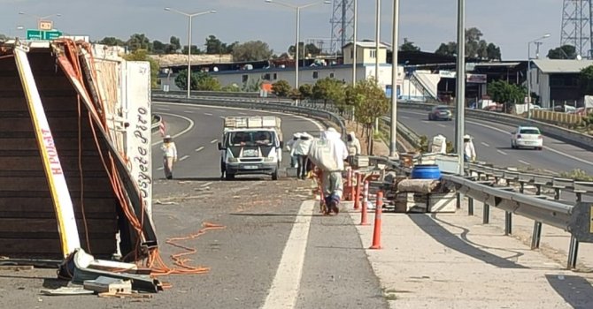 Otoyol çıkışında kamyon kaza yaptı, binlerce arı çevreye yayıldı: 3 yaralı