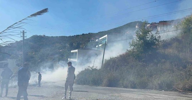Alanya’da yerleşim alanlarını tehdit eden yangın korkuttu