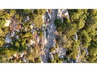 Antalya’da 3 bin 650 metrelik tarihi Kervan Yolu rotası dron ile görüntülendi