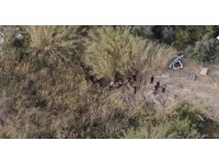 Sazlıkta gizlenen şahıs dron kamerasıyla yakalandı