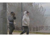 Şelale şiddetli rüzgarla tersine çağladı, denizin rengi kahverengiye büründü