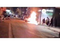 Motosiklet alev alev yandı