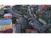 Mersin’deki heyelan bölgesi havadan görüntülendi