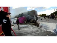 Yolcu otobüsünde çıkan yangın büyümeden söndürüldü