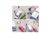 Taşlarla araçlara saldırdılar: Kavga anları kamerada