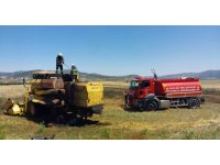 Burdur’da hasat yapan biçerdöver alevlere teslim oldu