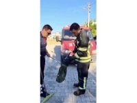 Evin bahçesine giren yılan itfaiye ekiplerini peşinden koşturdu