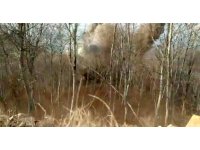 PKK sığınağında ele geçirilen 180 kilo patlayıcı kontrollü olarak patlatıldı