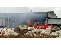 Soğuk hava deposunda yangını söndürme çalışmaları sürüyor