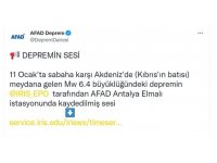 Akdeniz’de 6.4 büyüklüğündeki depremin ürkütücü sesi  kaydedildi