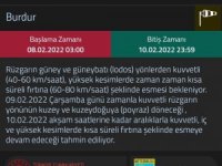 Meteoroloji Burdur için sarı uyarı ile fırtına beklendiğini açıkladı