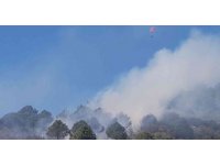 Yangın bölgesi üzerinde yamaç paraşütü