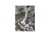 Mezitli Örgülü Sokaktaki örgüler ve resimler tahrip edildi