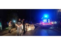 Yayaya çarpmamak için yaptığı manevra ile takla attı