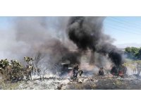 Elektrik tellerine çarpan kuş yangına sebep oldu