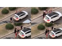 Otomobilinin içinde darp edilen sürücü çıkıp tamponunu kontrol etti