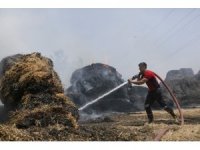 Saman balyaları alev aldı, yangın ormana sıçramadan son anda söndürüldü