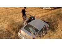 Otomobile çarpıp şarampole uçtu