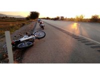 Devrilen motosikletin sürücüsü yaralandı
