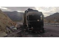 Antalya’da muz yüklü tır alev alev yandı