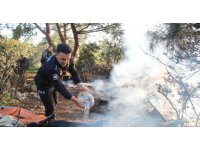 Su dolu bidonlarla alevlerin ormana sıçraması önlendi