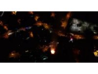 Gecekondu yangını geceyi aydınlattı