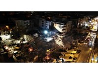 Malatya’da ekiplerin gece çalışması havadan görüntülendi