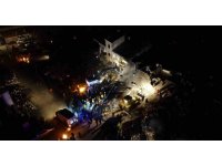 Zamanla yarışan ekipler adeta geceyi aydınlattı, dron ile havadan görüntülendi