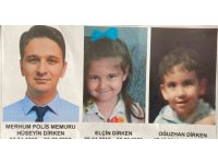 Depremde hayatını kaybeden polis baba ve 2 çocuğuna acı veda