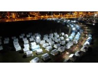 Diyarbakır’da çadır kent gece havadan görüntülendi