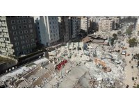 Hatay’da enkaz kaldırma çalışmaları havadan görüntülendi