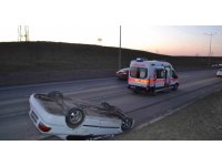 Otomobil takla attı, emniyet kemeri hayat kurtardı