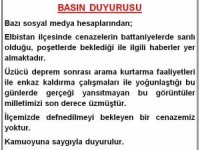 Elbistan Kaymakamlığı: "İlçemizde defnedilmeyi bekleyen bir cenazemiz yoktur"