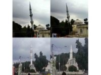 Kontrollü yıkımda cami minaresi böyle çöktü
