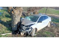 Otomobil ağaca çarptı: 3 yaralı