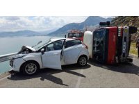 Otomobil ve kamyonetin çarpıştığı kazada 7 kişi yaralandı