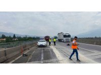 Osmaniye’de dorsesinde pirinç taşıyan tır otoyolda devrildi