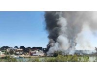 Aksu’da otluk alanda başlayan yangın önce lüks tekneye, ardından ormana sıçradı