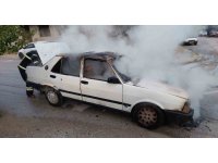Burdur’da seyir halinde iken yanan otomobil kullanılamaz hale geldi