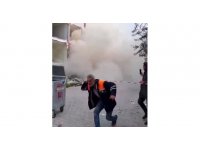 6 katlı binanın yerle bir olmasıyla yaşanan panik kamerada