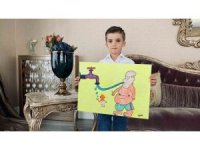 Kahramanmaraş’ta 7 yaşındaki minik karikatürist il birincisi oldu