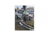 Hurdaya dönen araçtan sağ çıktı