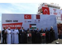 ’Türkiye-Katar Gazze İyilik Gemisi’ Mersin’den uğurlandı
