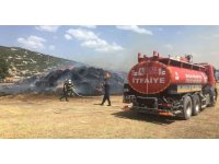 Burdur’da çıkan yangında 300 ton saman balyası kül oldu